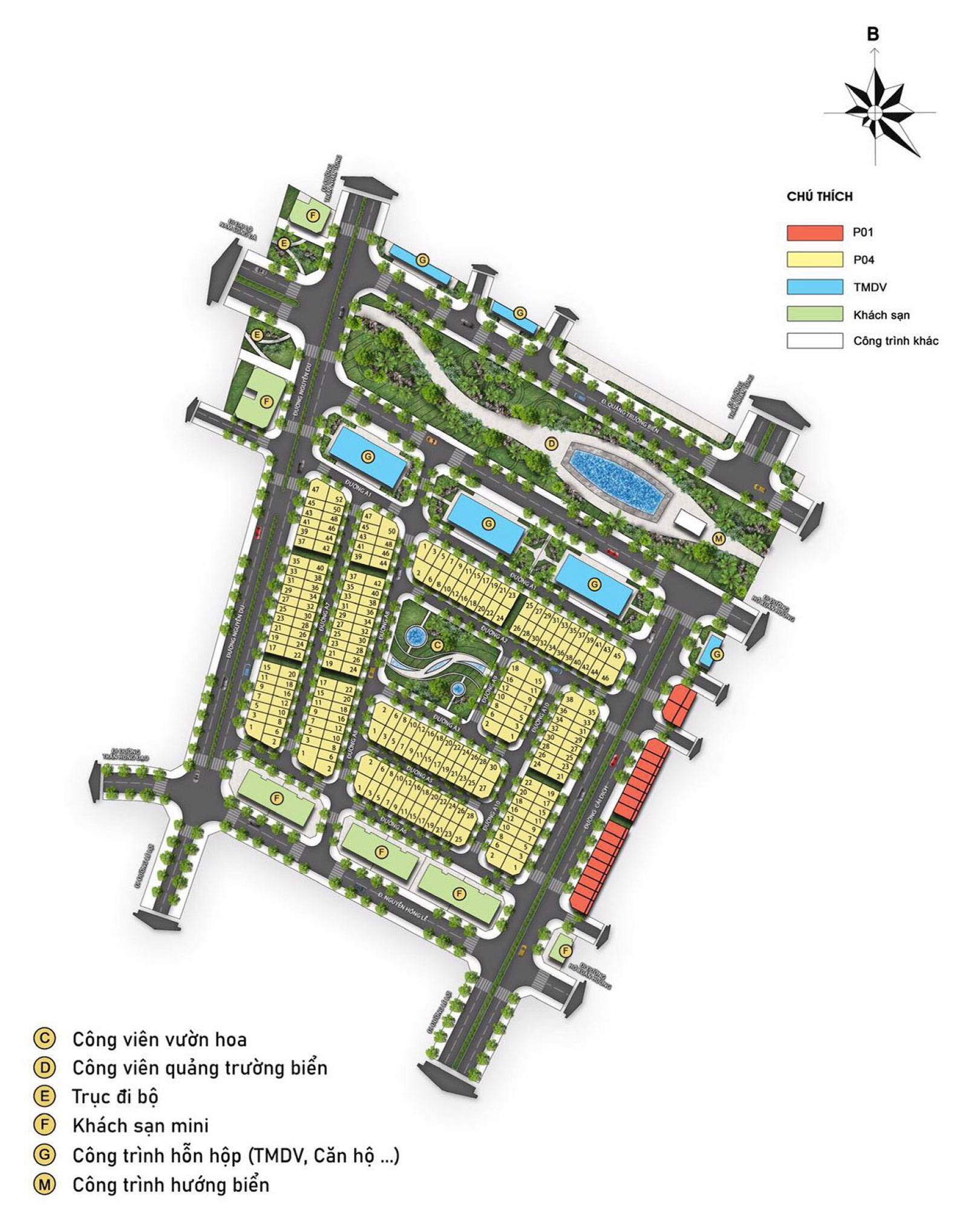 Mặt bằng phân khu Amsterdam tại dự án Sun Grand Boulevard.