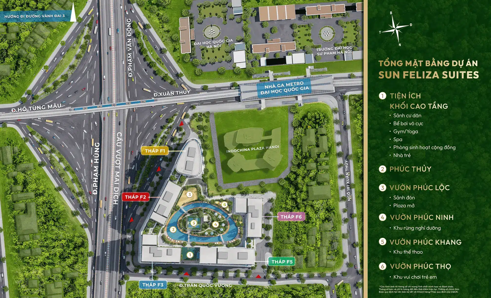 Mặt bằng tổng thể dự án Sun Feliza Suites Cầu Giấy được phát triển bởi chủ đầu tư Sun Group