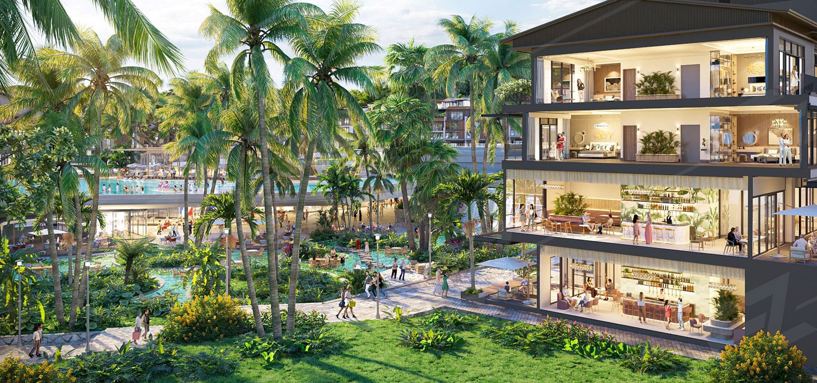 Tại Sunrise Villa khách hàng sở hữu mọi giá trị thương mại từ nguồn du khách Sun World mang đến.