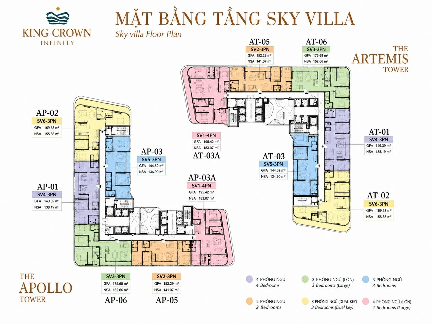 Bản vẽ mặt bằng bộ sưu tập Sky Villa tầng 30 tại King Crown Infinity