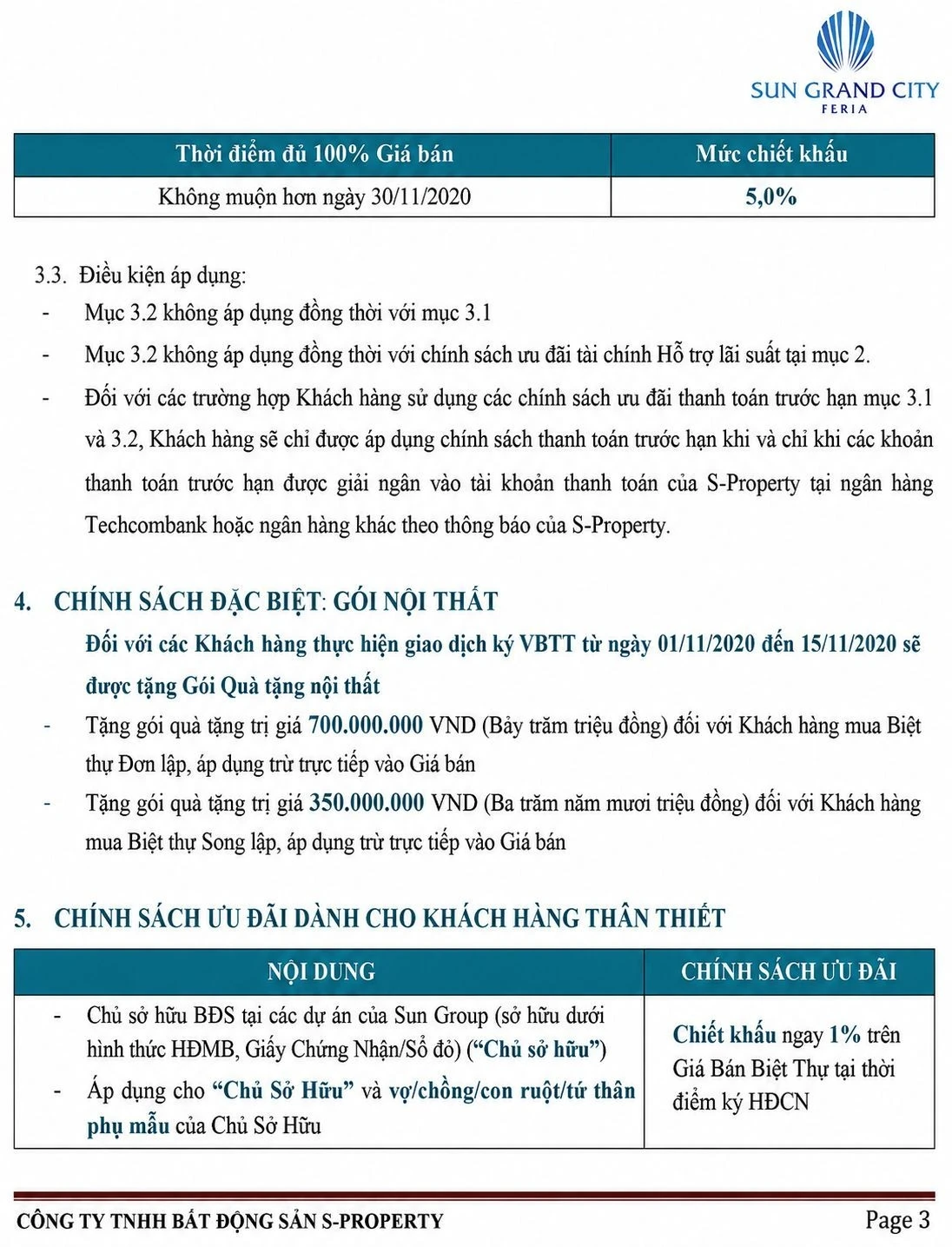 Thông tin chi tiết về gói quà tặng nội thất và chiết khấu cho khách hàng thân thiết của Sun Group