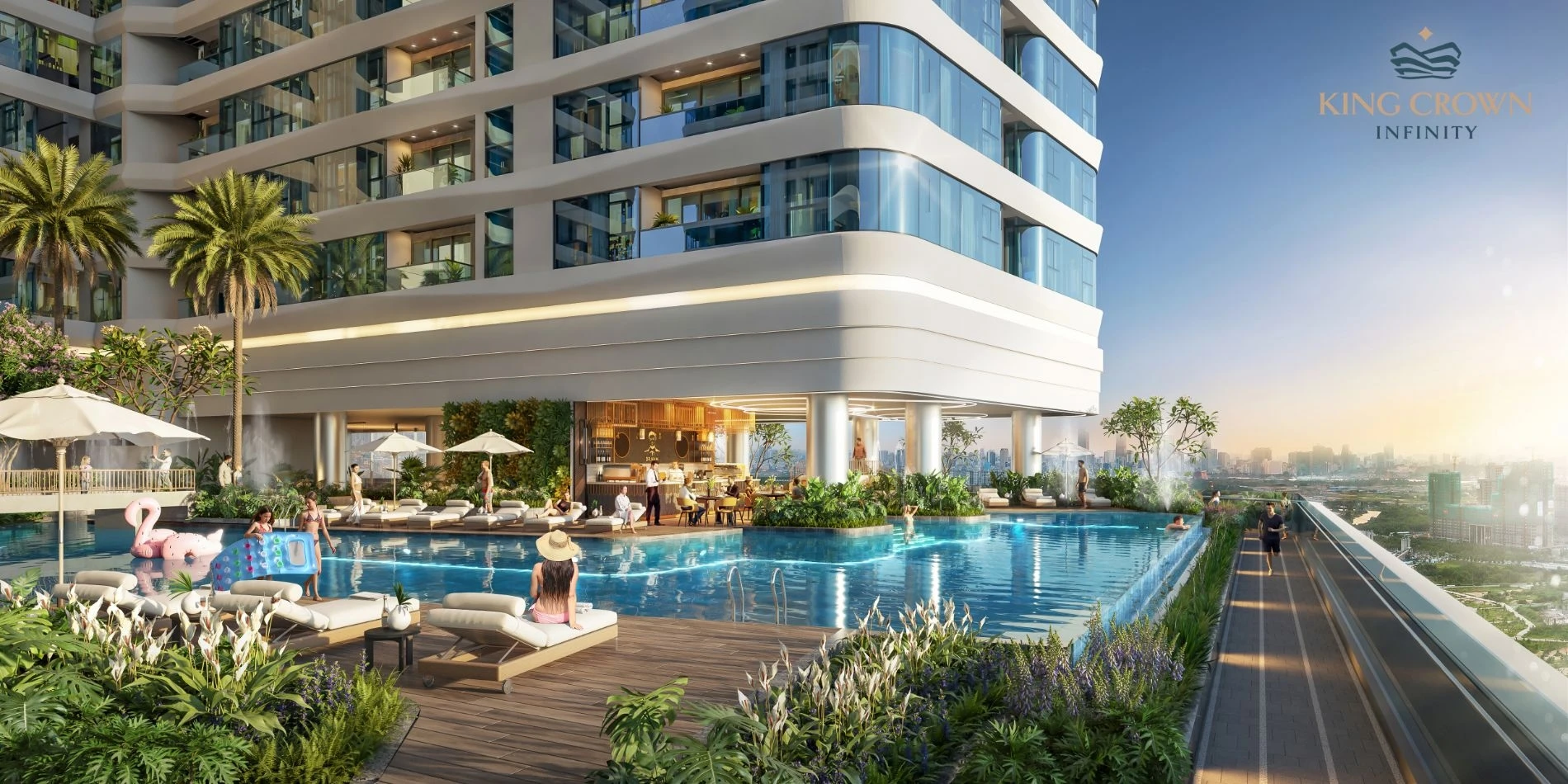 Hồ bơi tiêu chuẩn resort tại King Crown Infinity