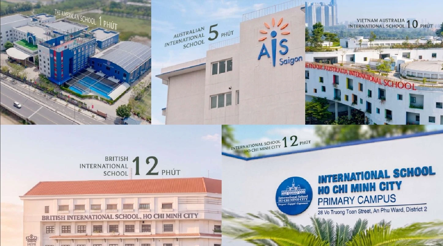 Hình ảnh các trường quốc tế TAS, AIS, BIS, ISHCMC nằm gần khu vực Palm Heights.