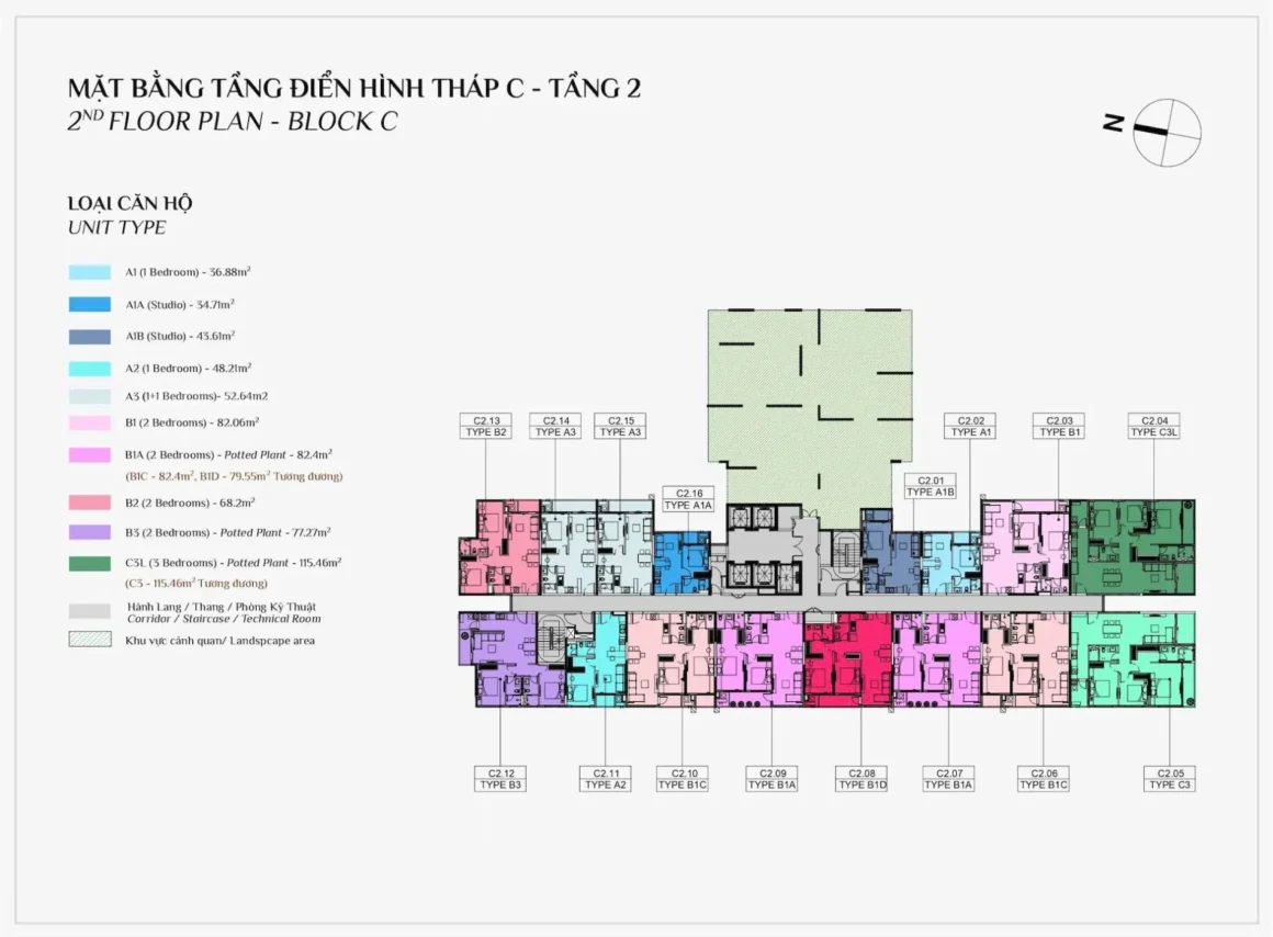 Mặt bằng Block C – Elysian Lò Lu