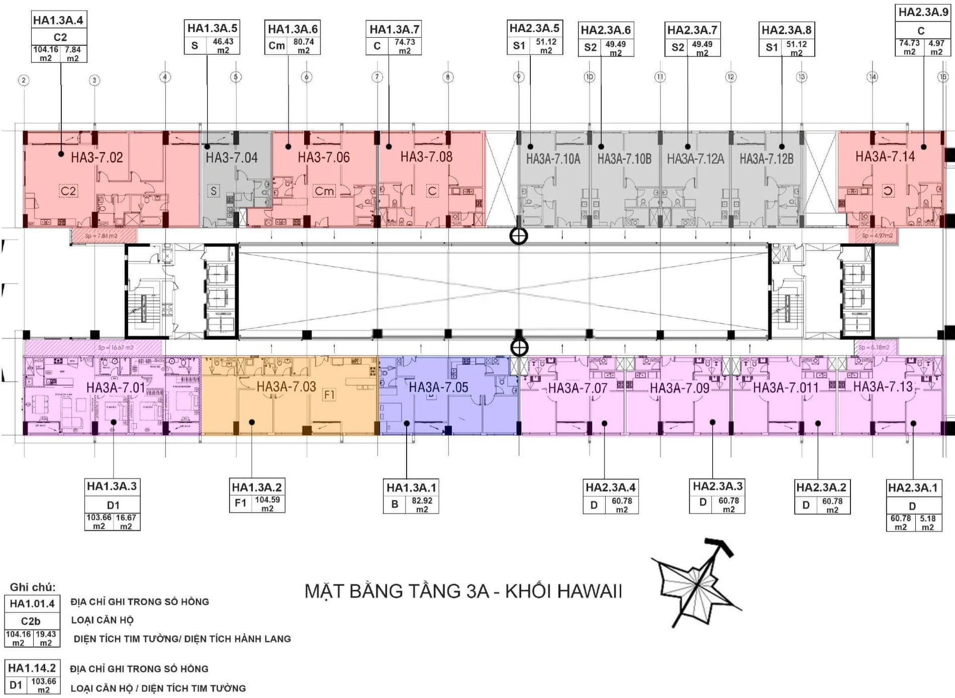 Sơ đồ mặt bằng tầng 3A tháp Hawaii dự án New City Thủ Thiêm