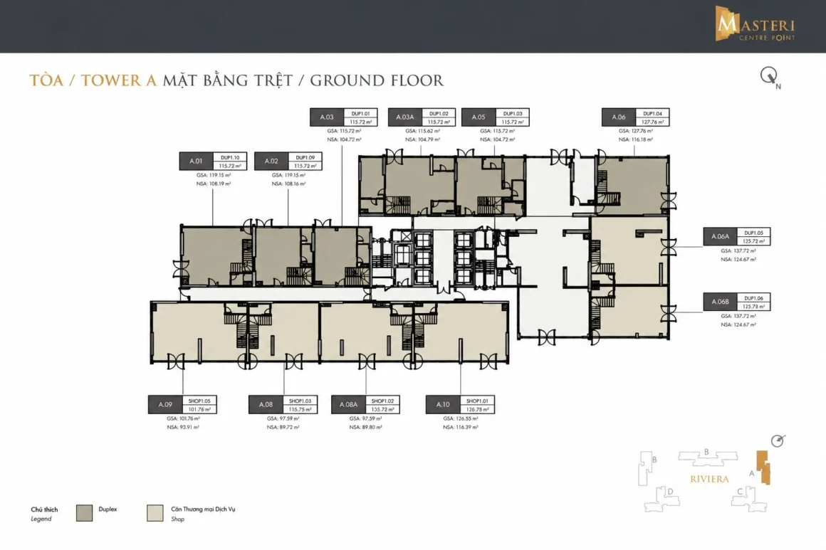 Mặt bằng Tòa A – Masteri Centre Point