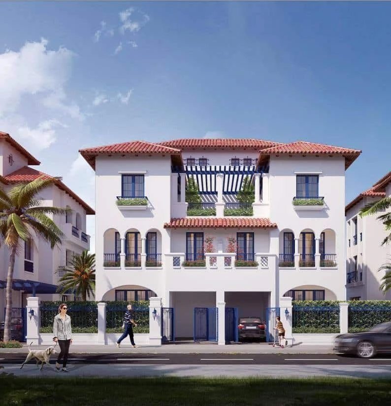 Phối cảnh kiến trúc mặt tiền đẳng cấp của dòng biệt thự song lập Sun Grand City Feria