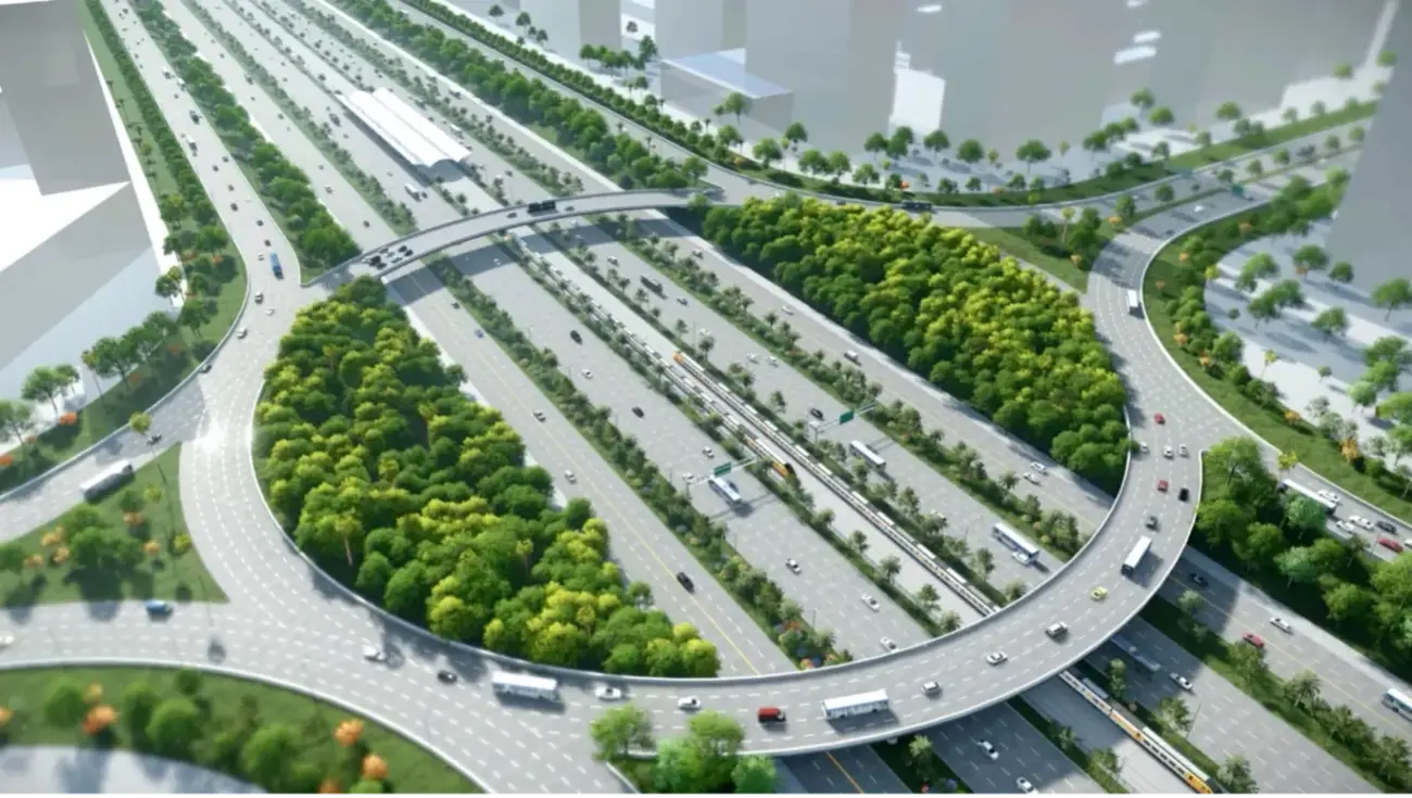 Phối cảnh tuyến đường nối sân bay Gia Bình với Hà Nội. Ảnh: Sun Group