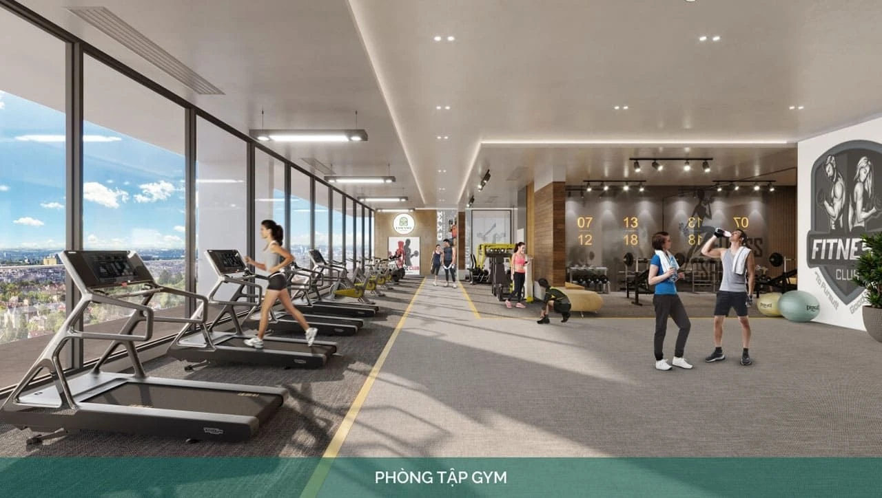 Phòng tập gym hiện đại với tầm nhìn panorama tại Happy One Sora
