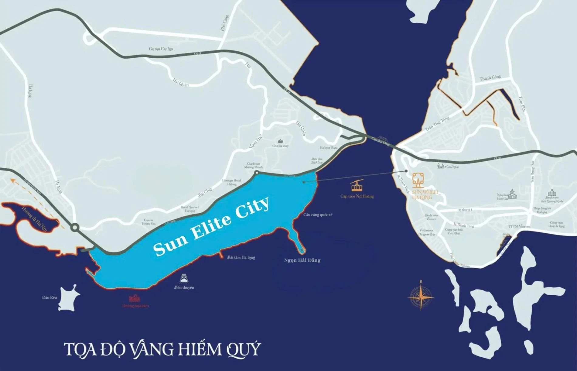 Sơ đồ kết nối giao thông huyết mạch từ Sun Elite City Hạ Long đến các biểu tượng trung tâm thành phố
