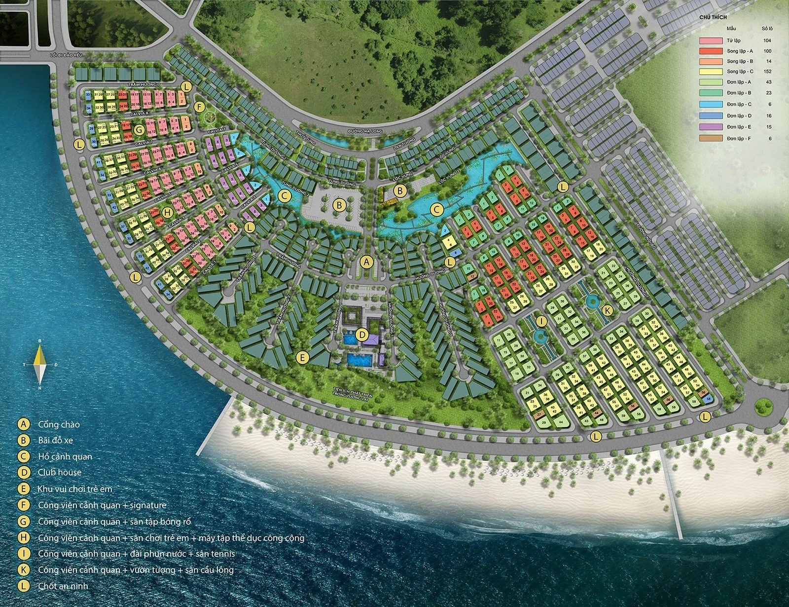 Sơ đồ phân lô chi tiết các loại hình biệt thự tại Sun Grand City Feria