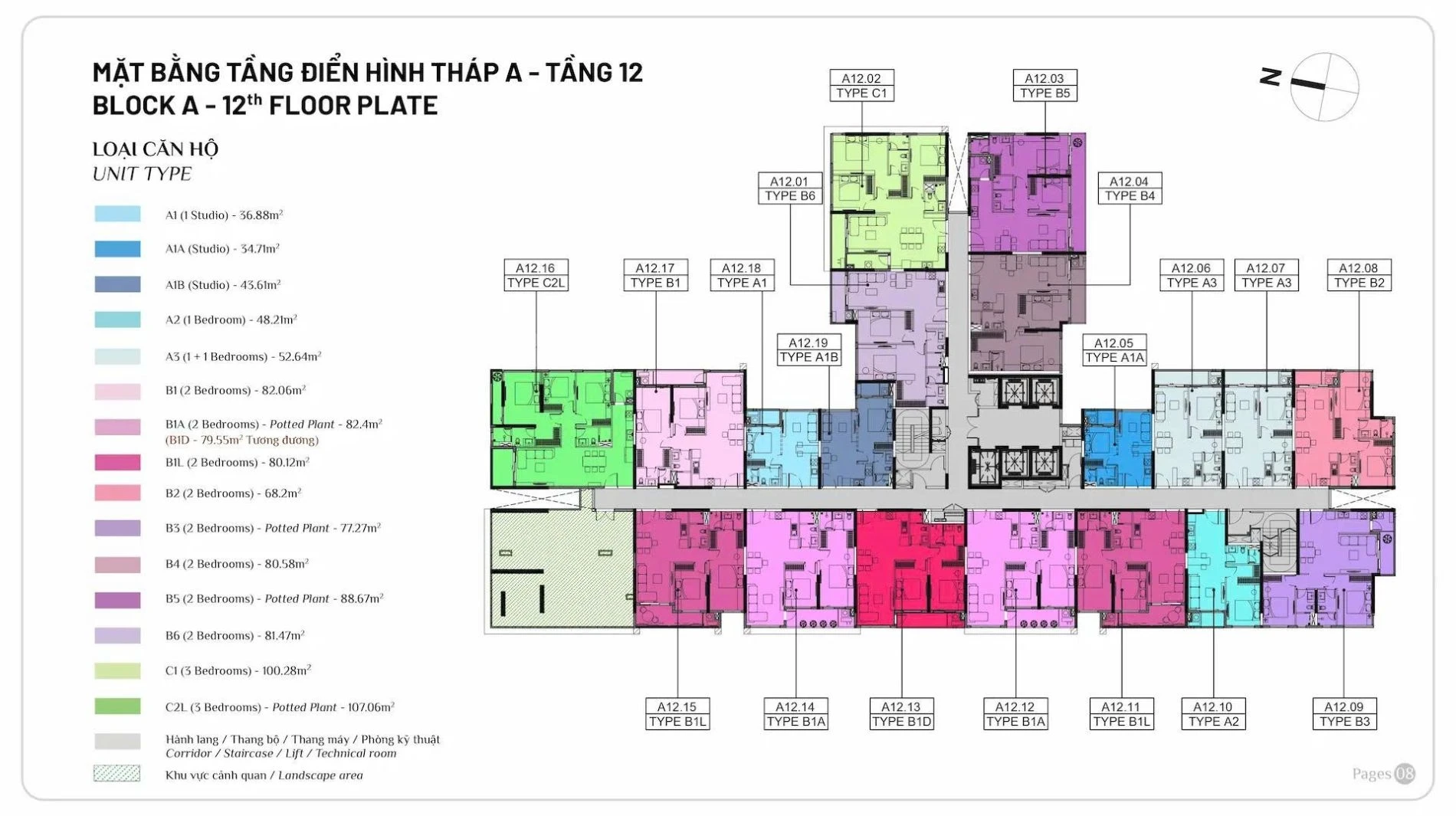 Bản vẽ mặt bằng tầng 12 Block A Elysian Lò Lu
