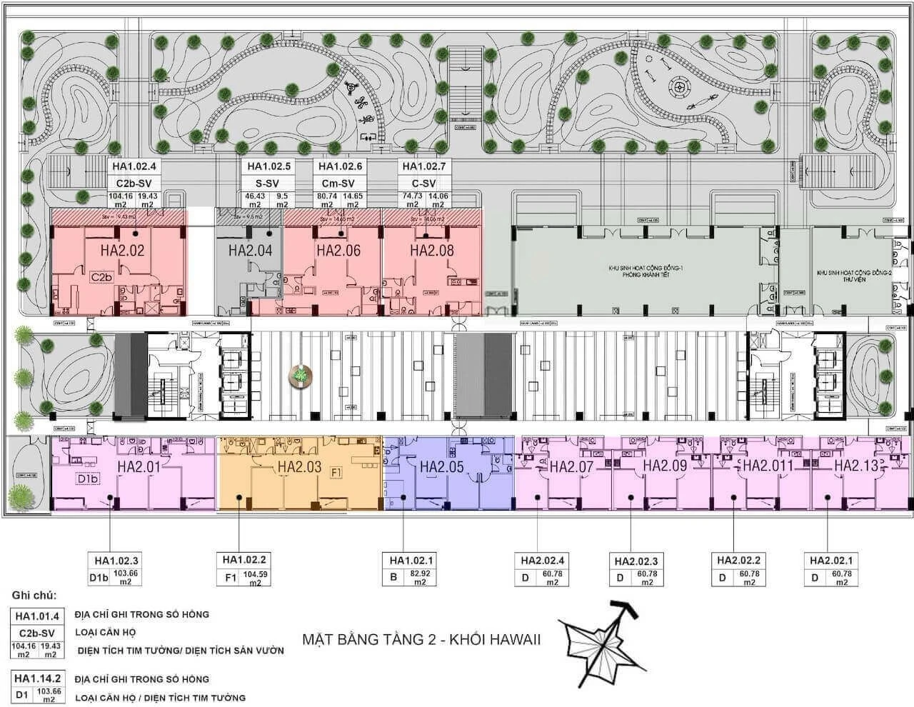 Sơ đồ mặt bằng tầng 2 tháp Hawaii dự án New City Thủ Thiêm