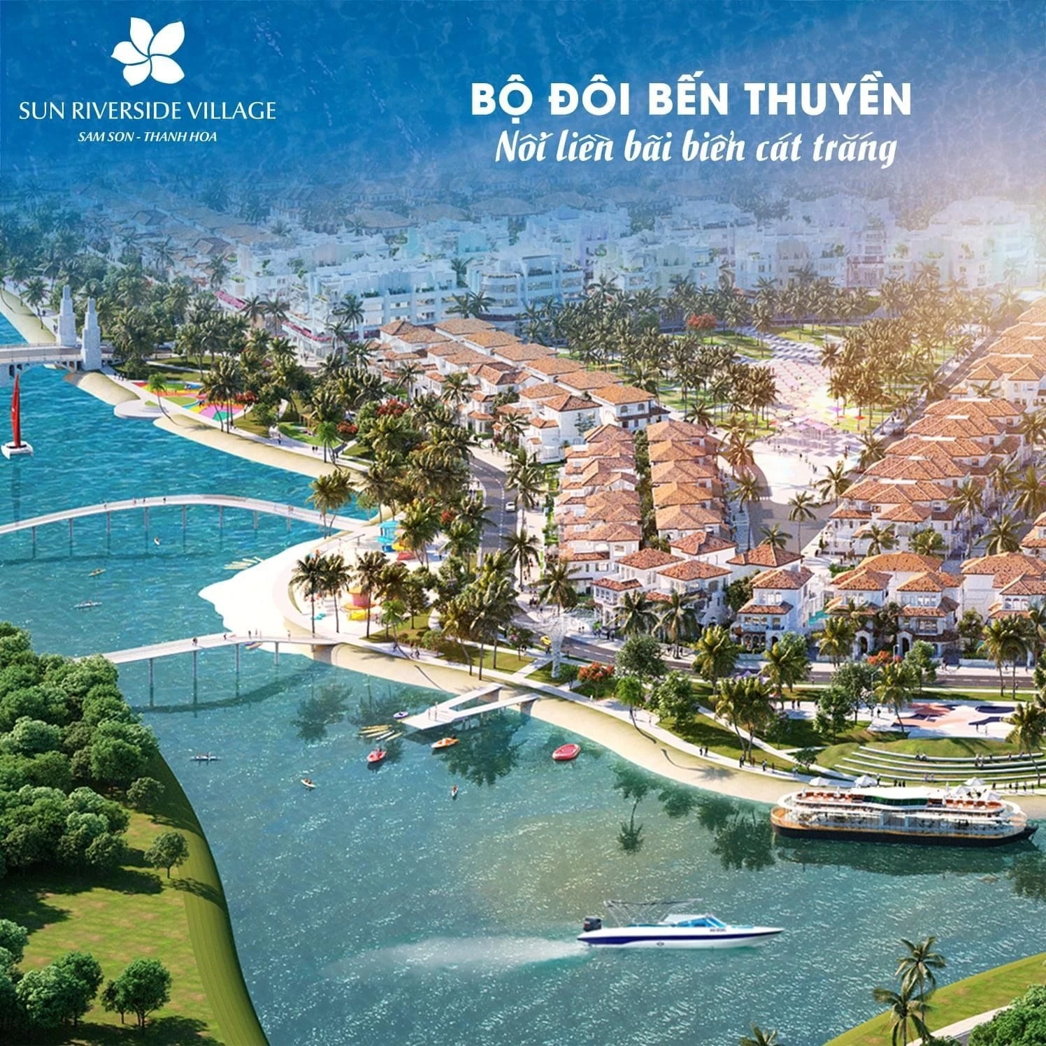 Bến du thuyền nội khu sang trọng nằm trên dòng sông Đơ hiền hòa