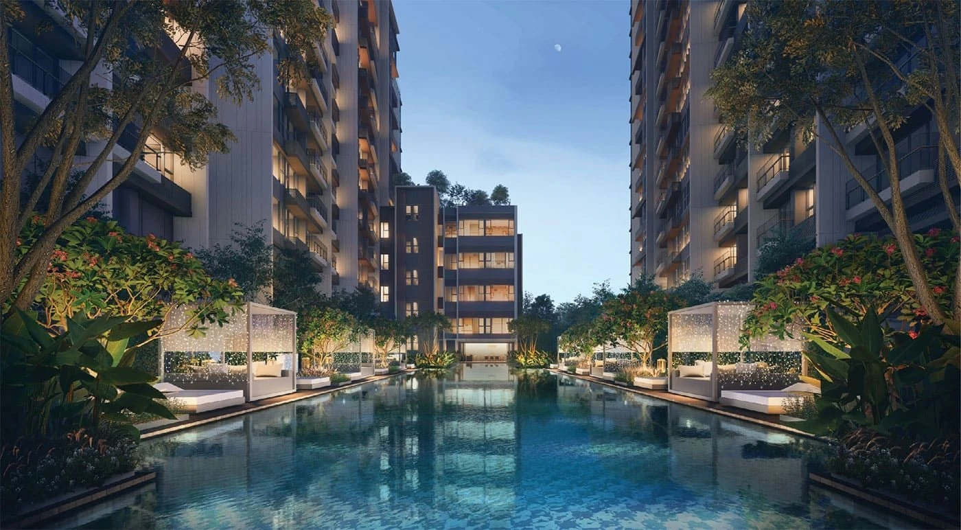Hồ bơi dài 50m tiêu chuẩn Olympic nằm giữa các tòa tháp The River Thủ Thiêm