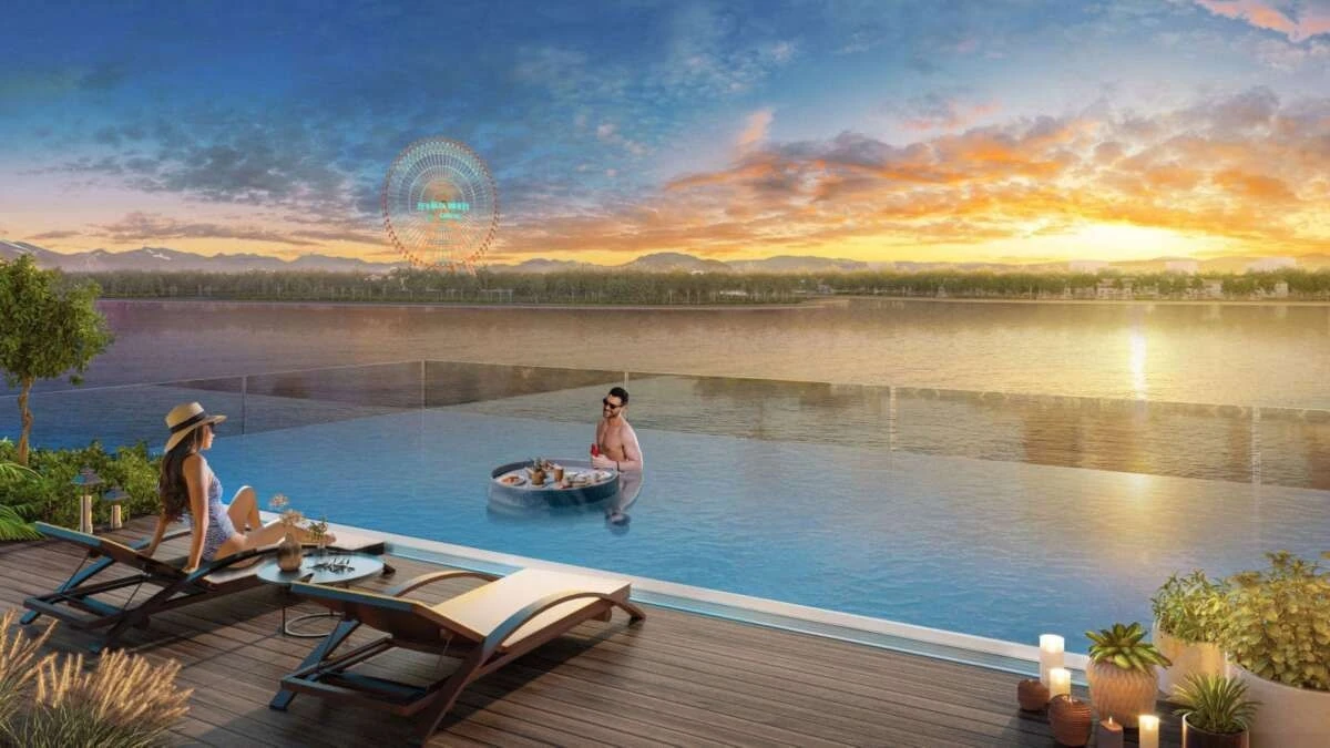 Tiện ích hồ bơi vô cực tầng thượng tại dự án Sun Cosmo Residence