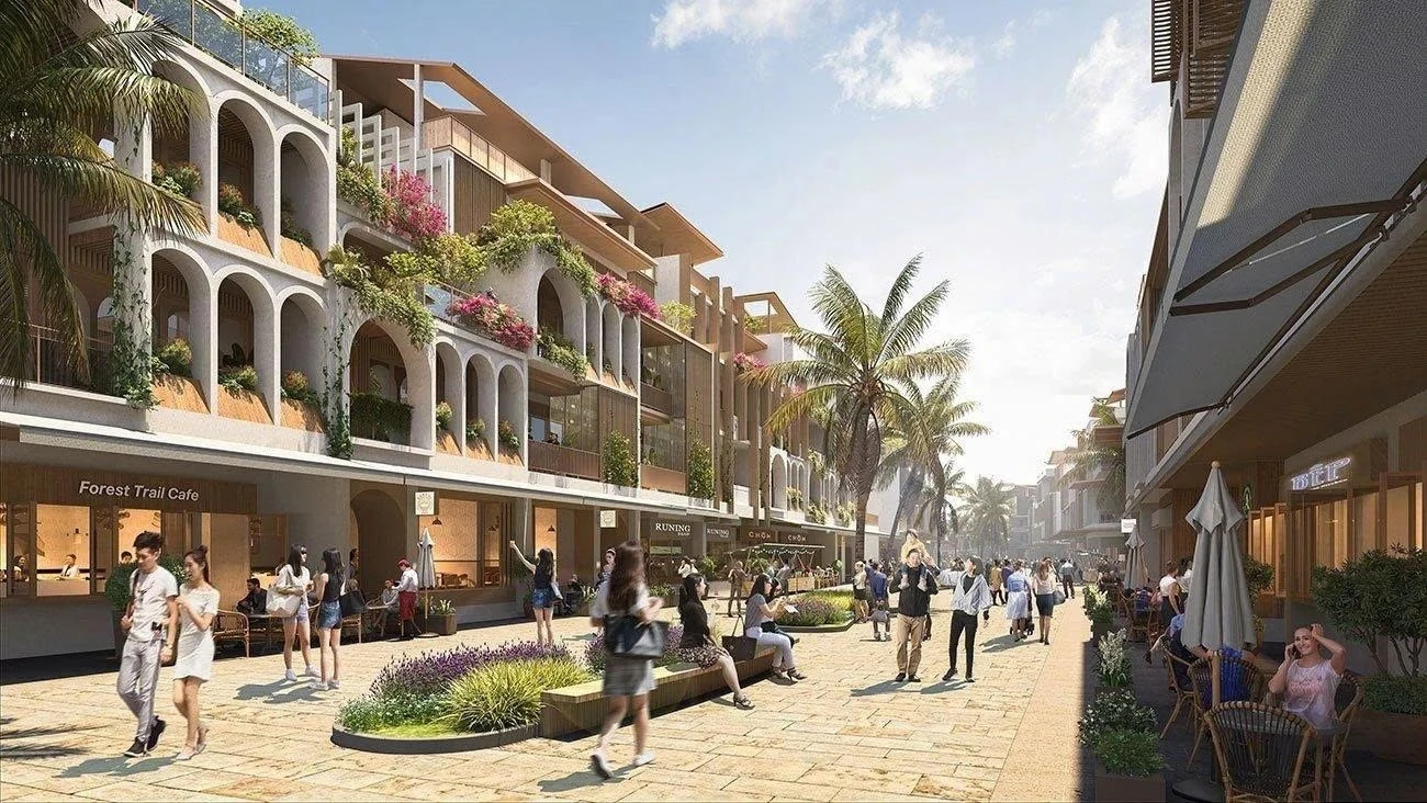 Không gian mở giữa các dãy Boutique Hotel tạo sự thông thoáng
