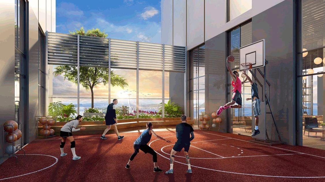 Khu vực sân bóng rổ trong nhà dành cho cư dân đam mê thể thao tại Sun Marina Town