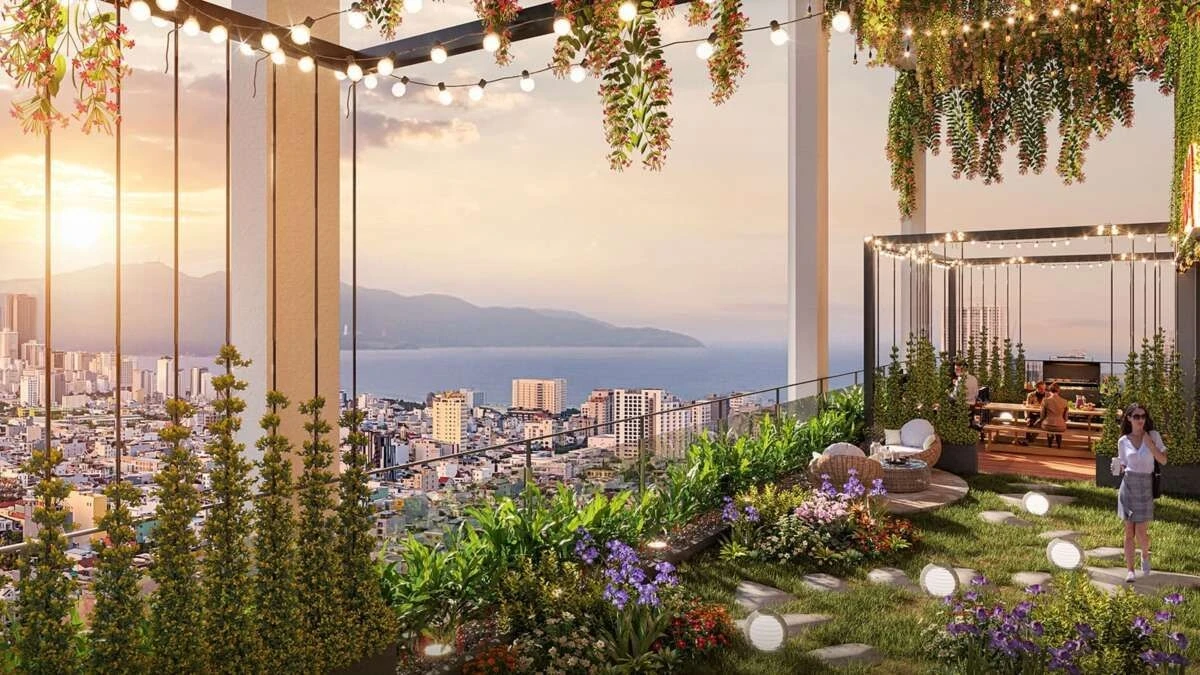 Tiện ích khuôn viên BBQ ngoài trời trên tầng thượng Sun Cosmo Residence