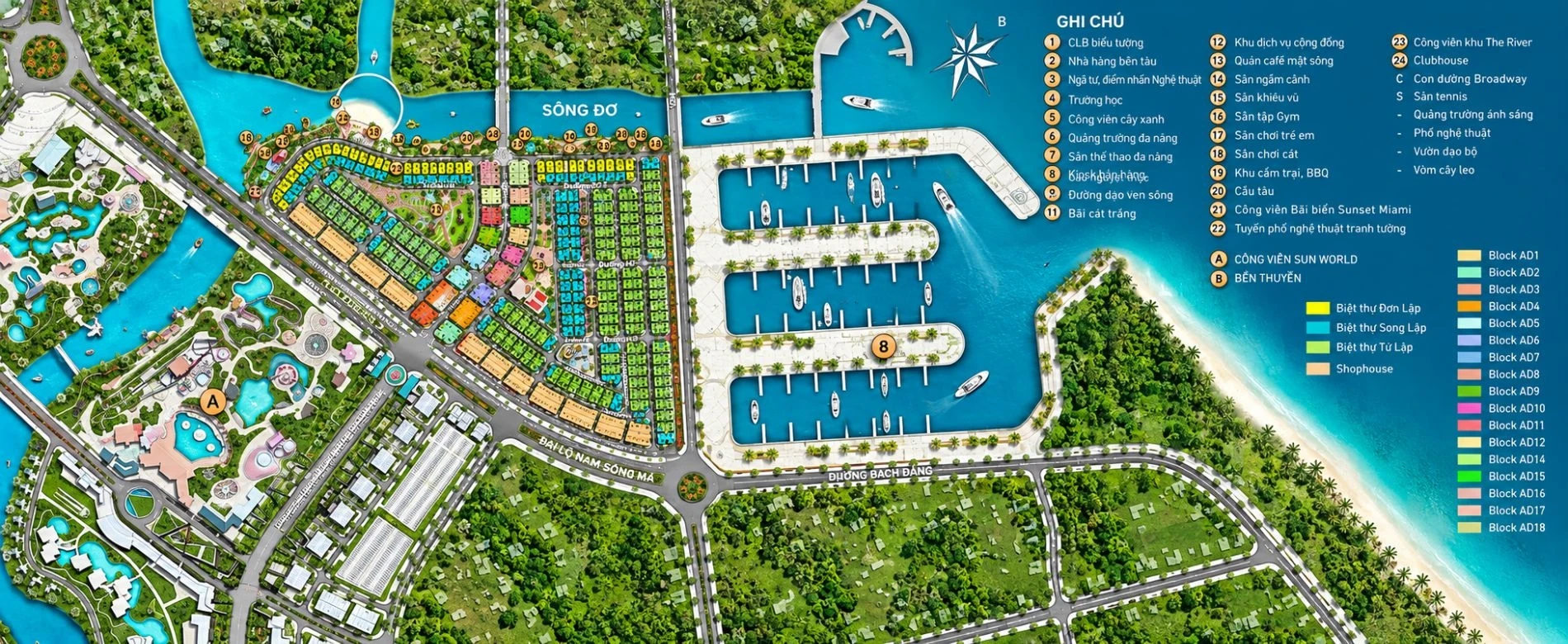 Bản đồ quy hoạch mặt bằng tổng thể khu đô thị Sun Riverside Village Sầm Sơn Thanh Hóa