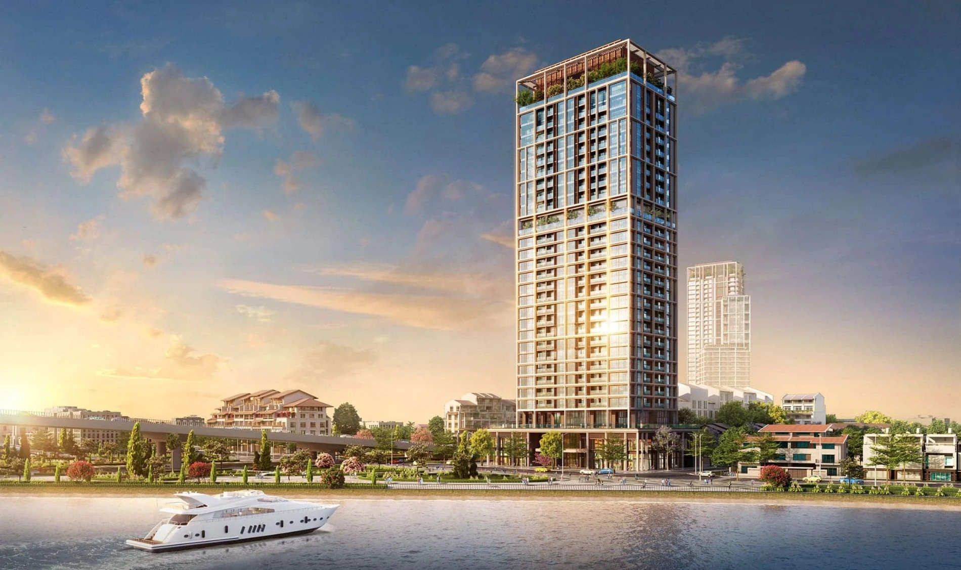 Hình ảnh phối cảnh kiến trúc tòa tháp Panoma 2 dự án Sun Cosmo Residence