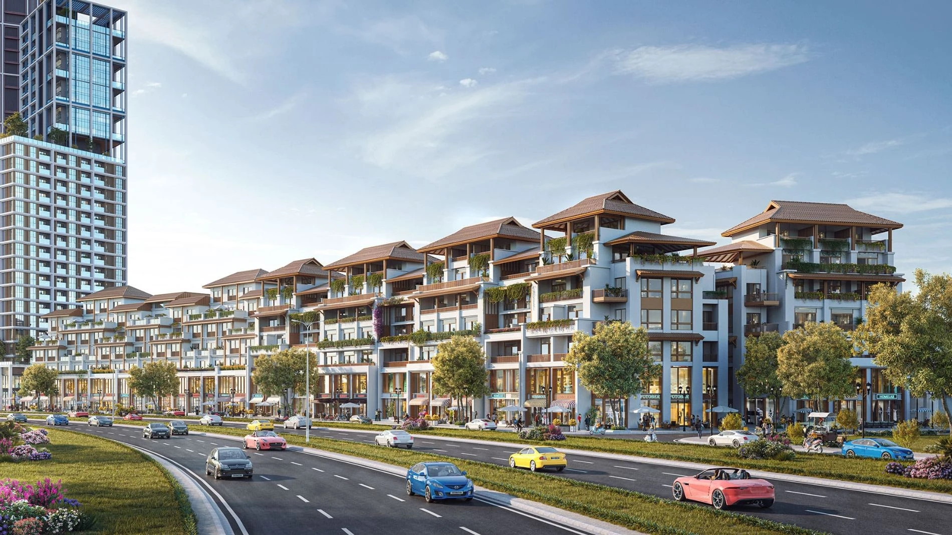 Hình ảnh phối cảnh khu nhà phố Townhouse dự án Sun Cosmo Residence