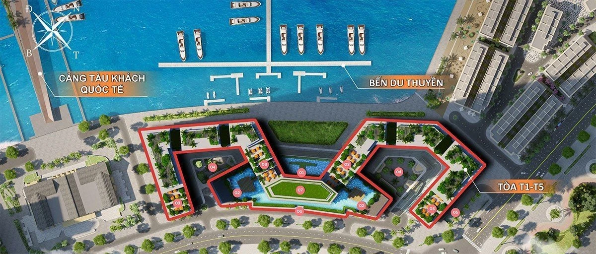 Sơ đồ mặt bằng tổng thể dự án Sun Marina Town Hạ Long kết nối bến du thuyền