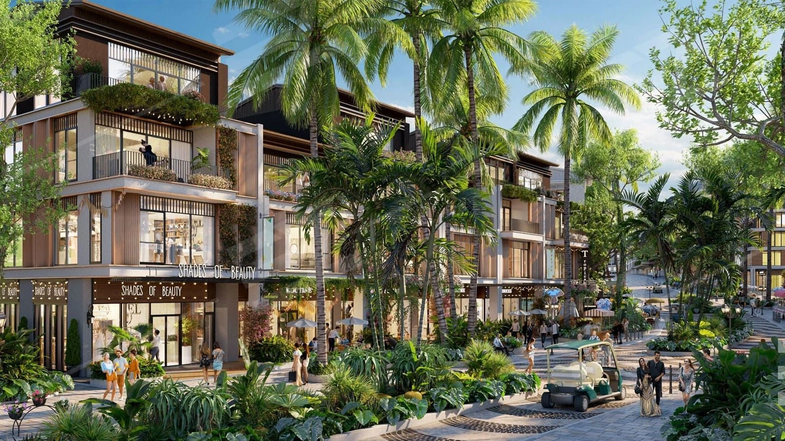 Mặt tiền các căn shophouse kinh doanh dịch vụ làm đẹp và thời trang