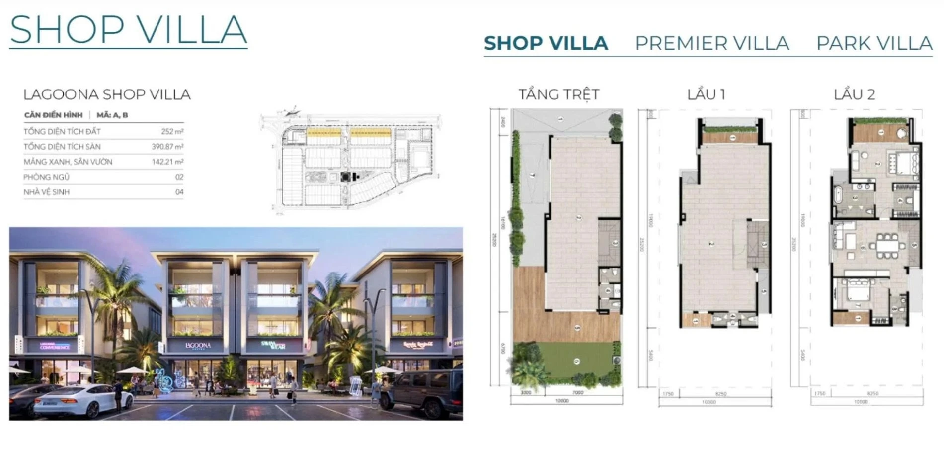 Bản vẽ thiết kế mặt bằng Shop Villa diện tích 252m2 tại Lagoona Bình Châu