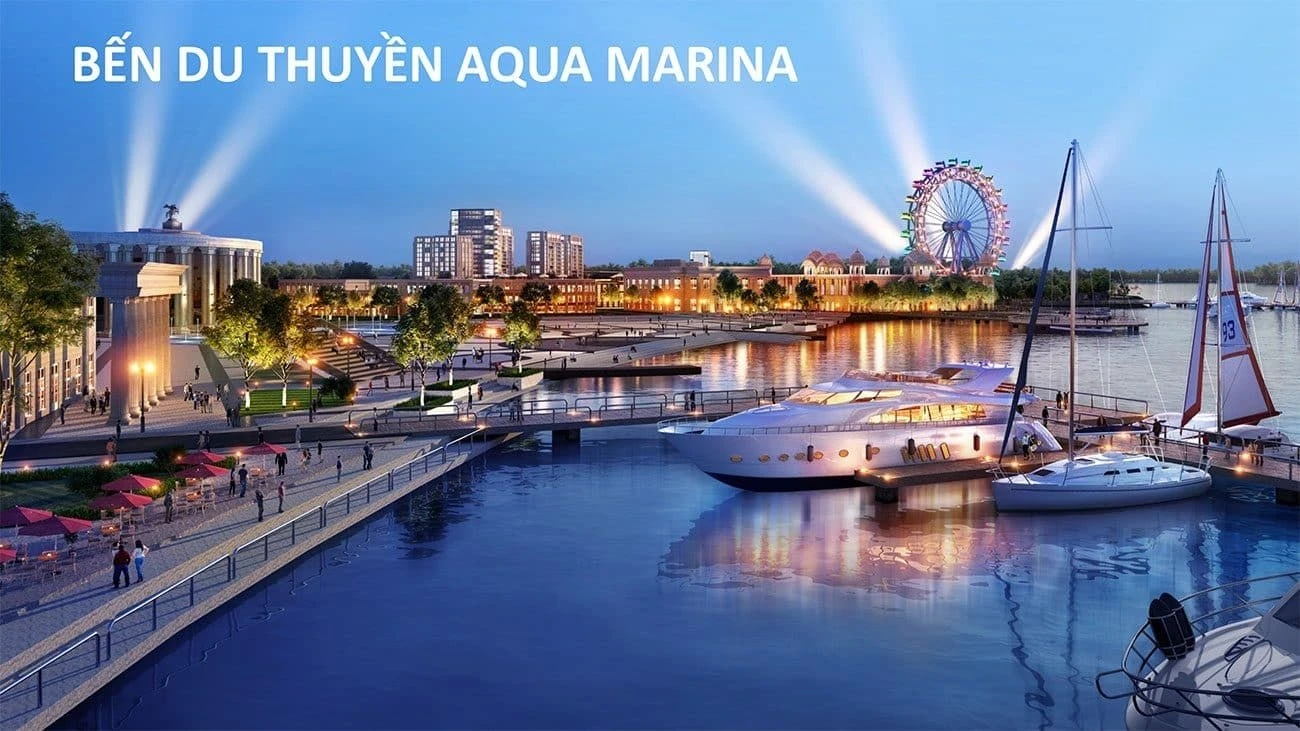Không gian bến du thuyền Aqua Marina xa hoa rực rỡ ánh đèn