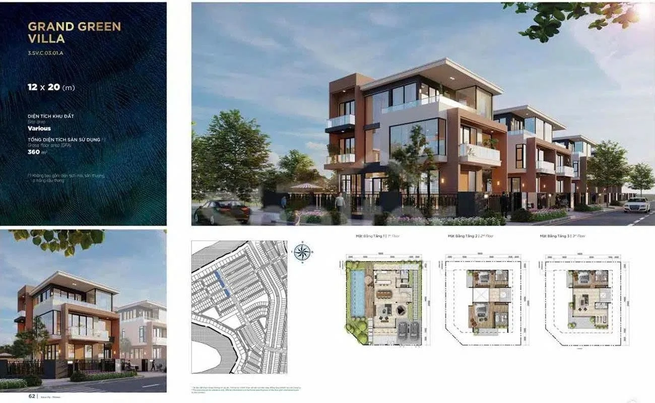 Sơ đồ layout biệt thự đơn lập 12x20m tối ưu không gian tại Aqua City