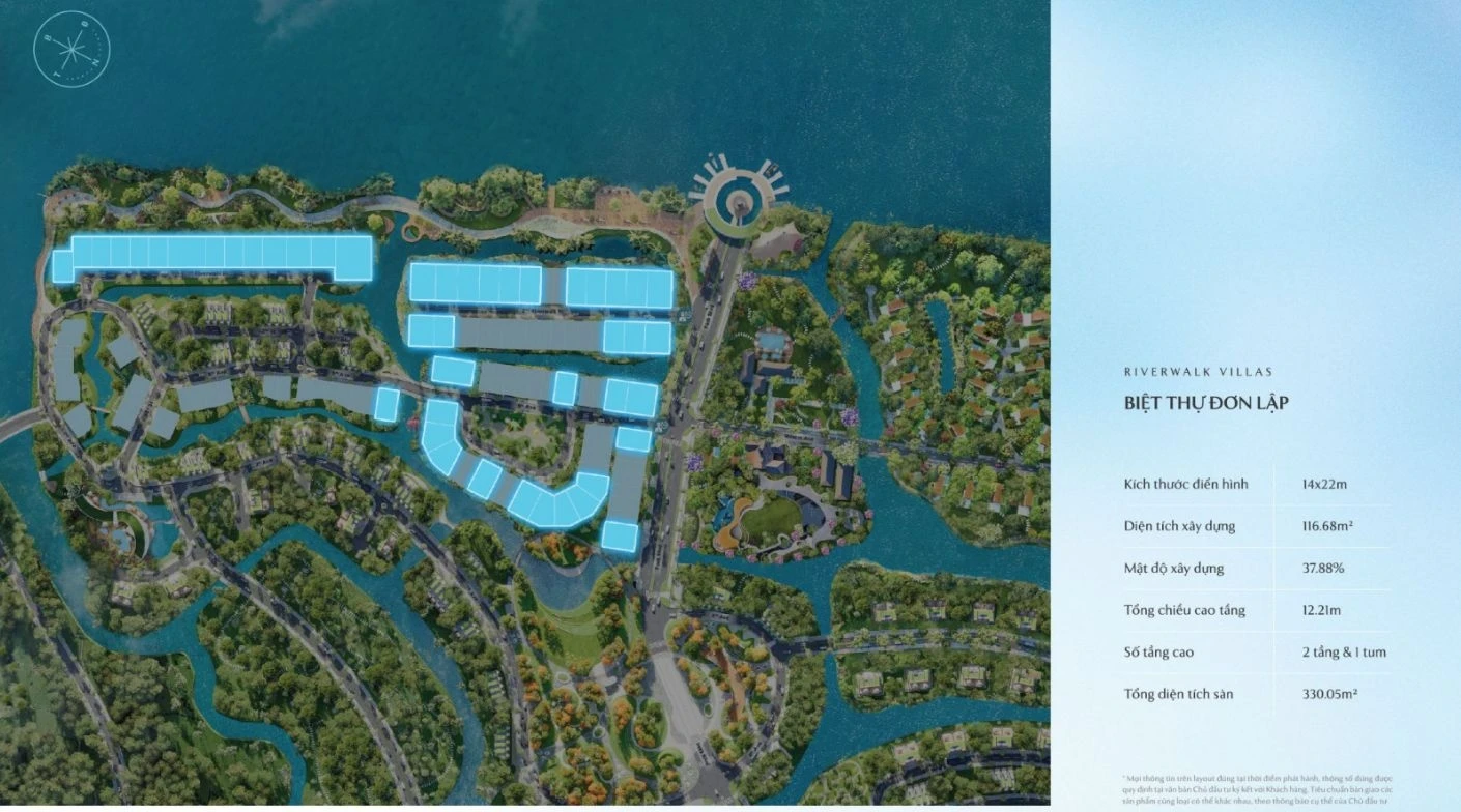 Sơ đồ vị trí các căn biệt thự đơn lập Riverfront Villas ven sông Sài Gòn
