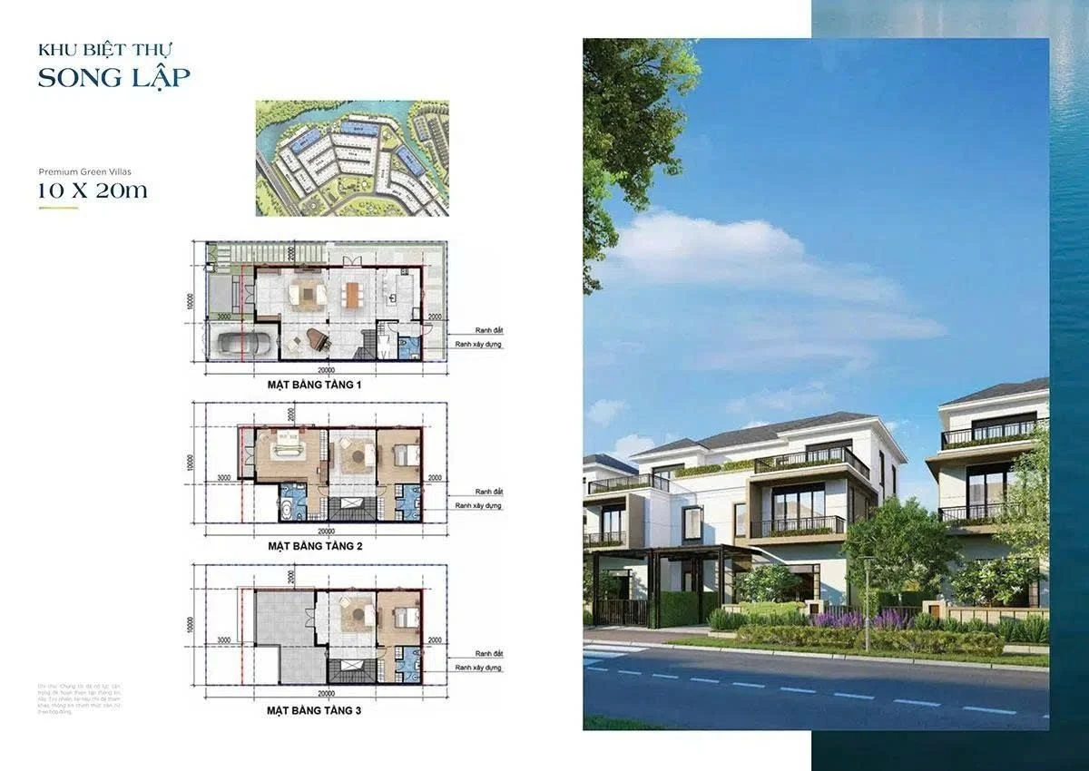 Thiết kế chi tiết biệt thự song lập diện tích 10x20m dự án Aqua City