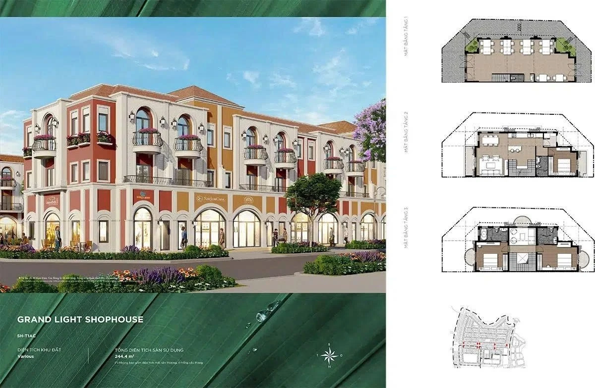 Bản vẽ layout mặt bằng shophouse căn góc phân khu River Park 1 Aqua City