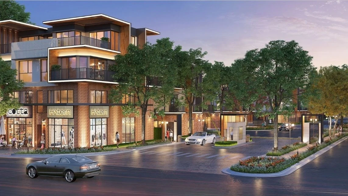 Dãy shophouse thương mại dự án Izumi City Nam Long hoạt động nhộn nhịp về đêm