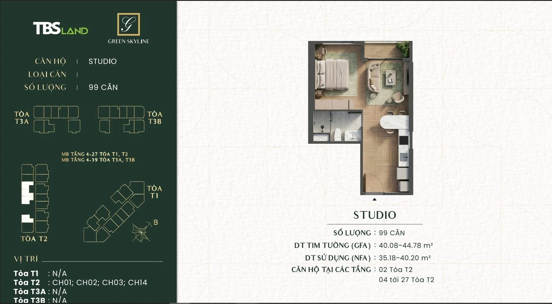 Bản vẽ bóc mái chi tiết không gian căn hộ Studio dự án Green Skyline