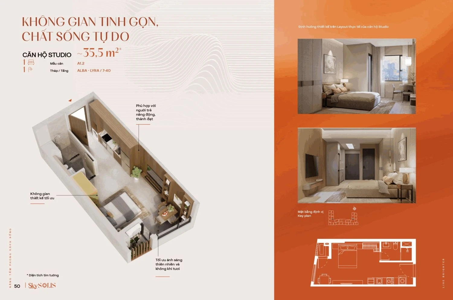 Thiết kế chi tiết mặt bằng căn hộ Studio Sky Solis Bình Dương