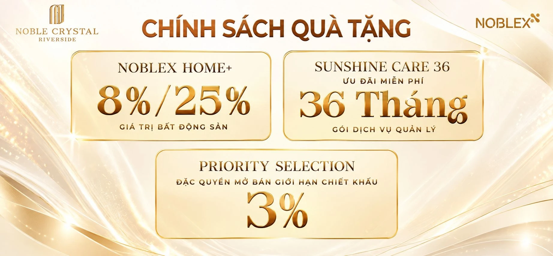 Chi tiết chính sách quà tặng và ưu đãi chiết khấu dự án Noble Crystal Riverside