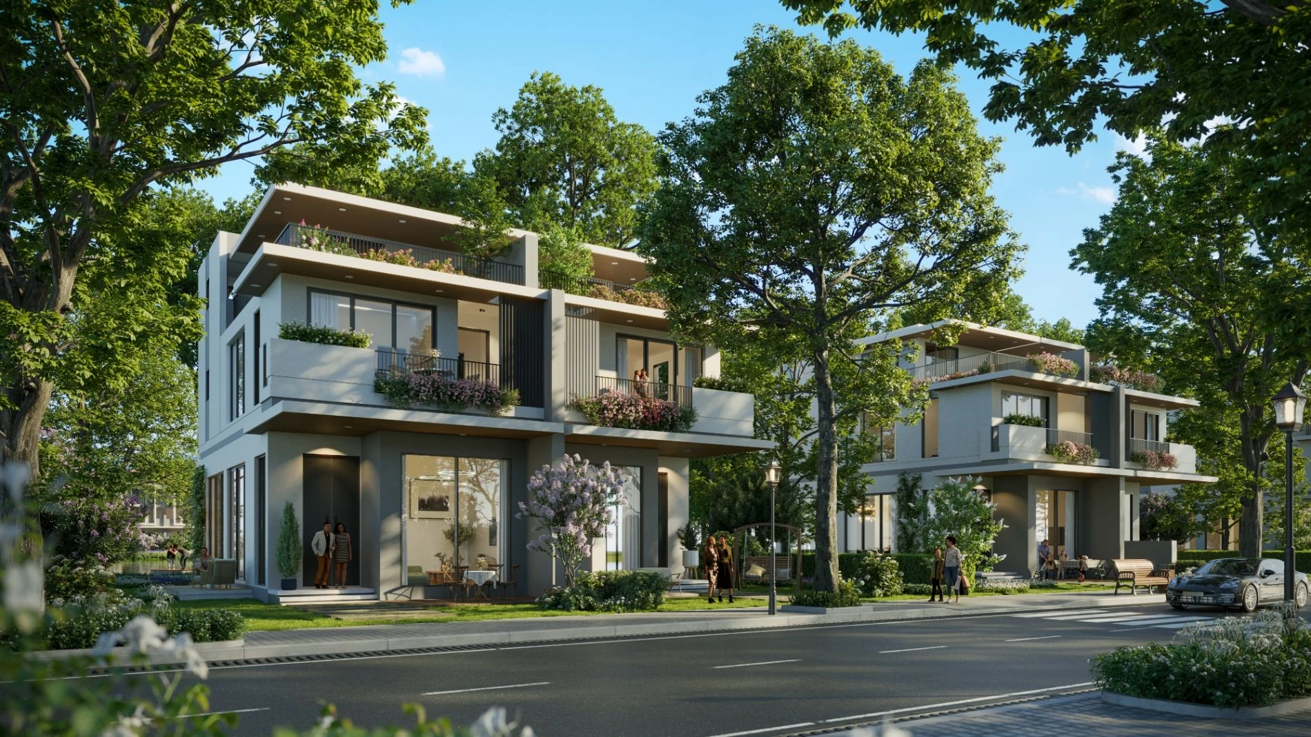 Kiến trúc hiện đại của biệt thự song lập Waterfront Villas