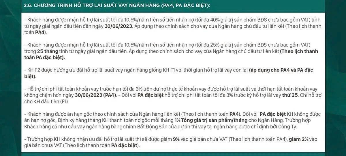 Chính sách hỗ trợ lãi suất vay ngân hàng và ân hạn nợ gốc từ chủ đầu tư Novaland