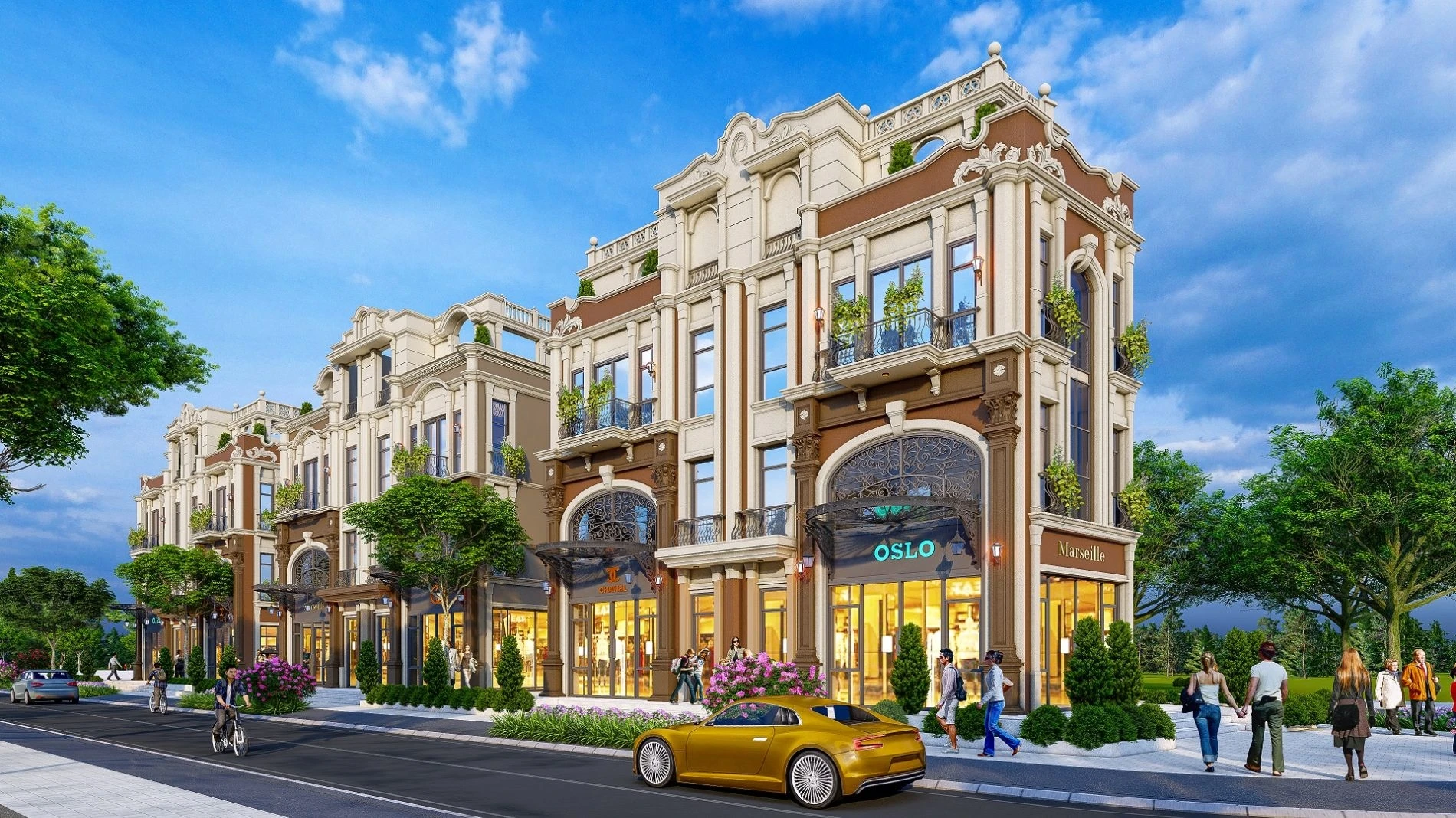 Các cửa hàng thương hiệu cao cấp tại dãy shophouse phong cách châu Âu