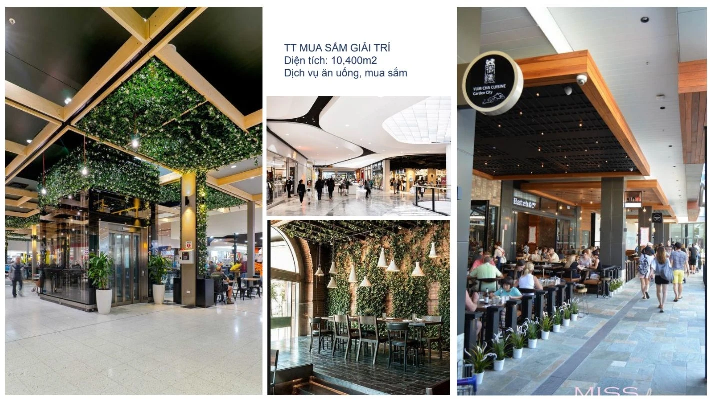 Thiết kế bên trong trung tâm thương mại và các nhà hàng ẩm thực cao cấp.
