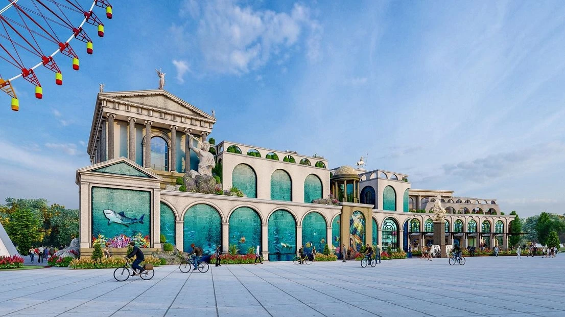 Khu vực giải trí với các công trình kiến trúc La Mã và vòng quay mặt trời