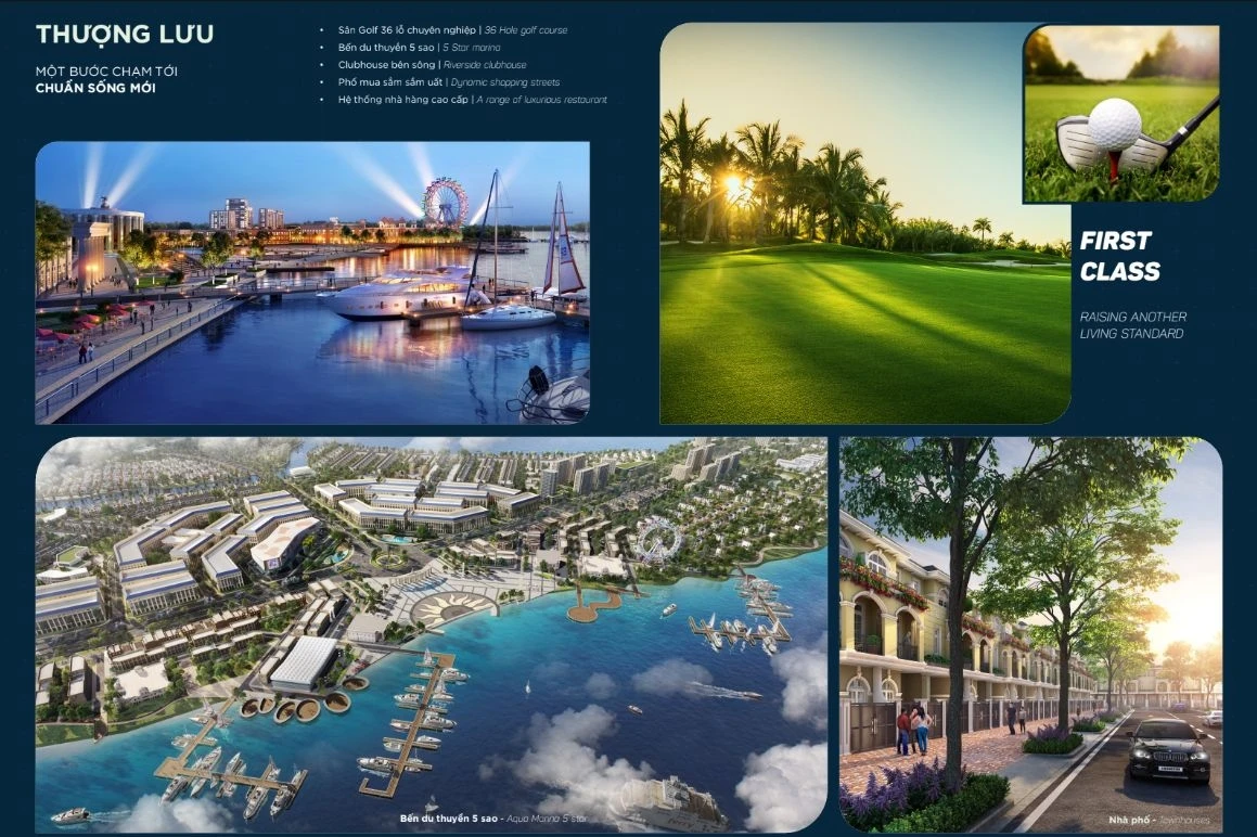 Các tiện ích cao cấp như sân golf và bến du thuyền phục vụ giới tinh hoa tại Aqua City