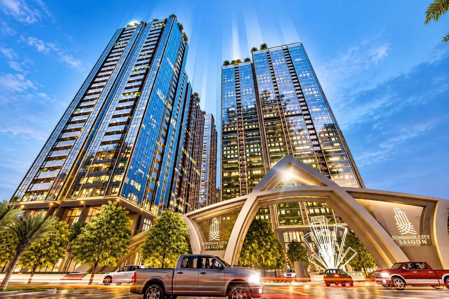 Thiết kế cổng chào dự án Sunshine City Sài Gòn sang trọng và đẳng cấp
