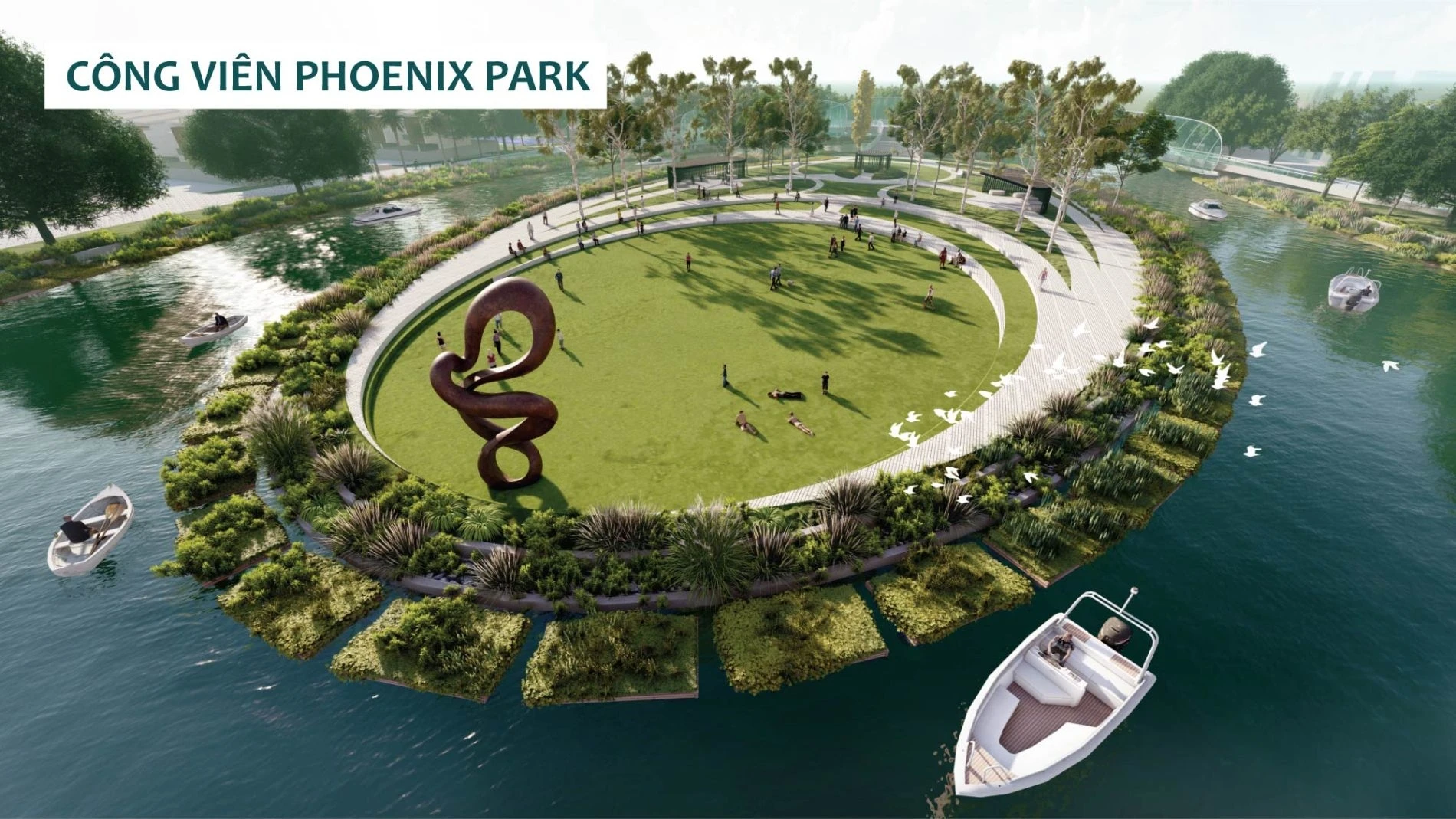 Công viên Phoenix Park được thiết kế như một mảng xanh biệt lập giữa lòng dự án