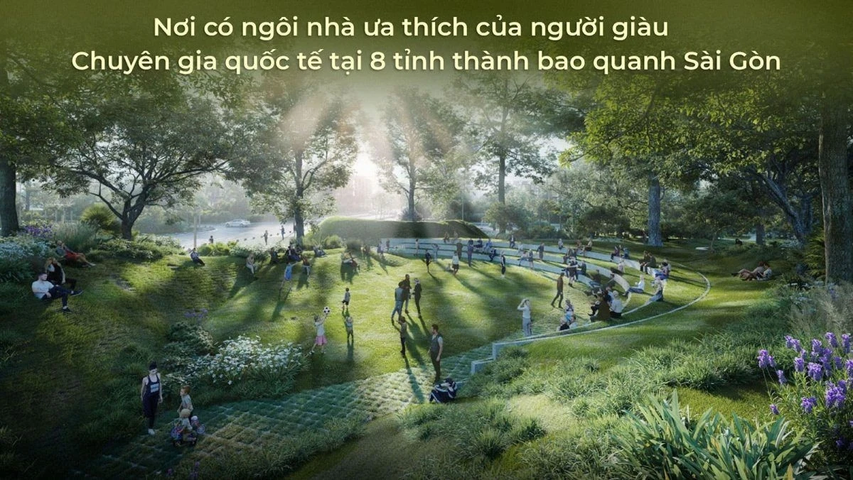 Cư dân thư giãn tại công viên trung tâm dự án Eco Village Saigon River