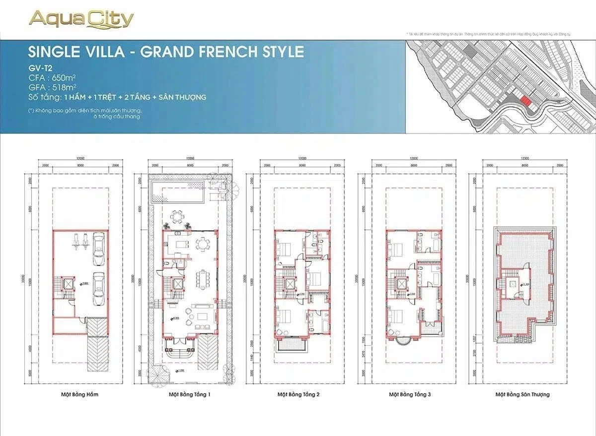 Thiết kế layout dinh thự diện tích 650m2 dự án Aqua City