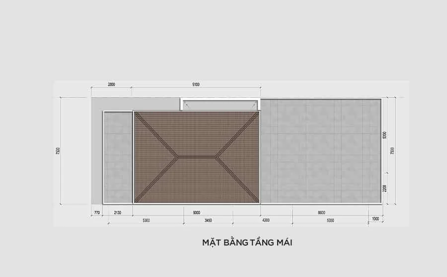 Sơ đồ thiết kế hệ mái thái của mẫu nhà phố tại dự án Nam Hòa Xuân