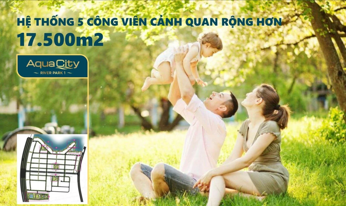 Gia đình vui chơi tại hệ thống 5 công viên cảnh quan rộng 17.500m2 của River Park 1.